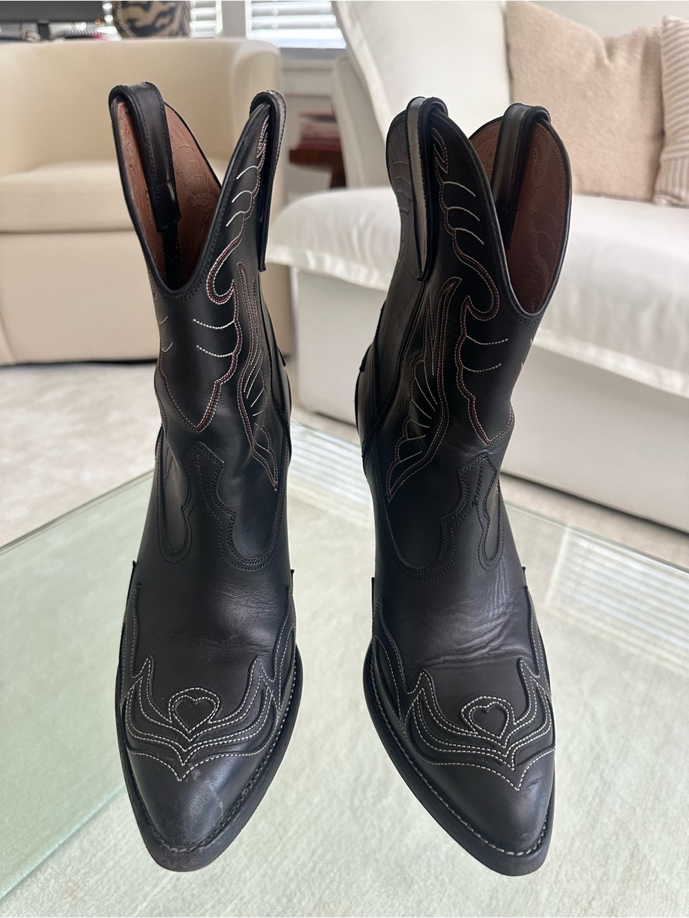 Givenchy Black Leather Cowgirl Boots